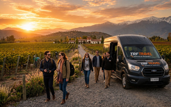 Vehículo TRFTRAVEL al atardecer